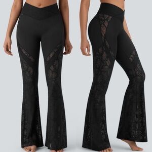 🌷Halara Crossover Waist Lace Flared Yoga Pant Leggings - 30 inseam
